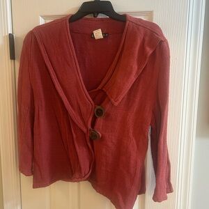 Red Button-Up Cardigan